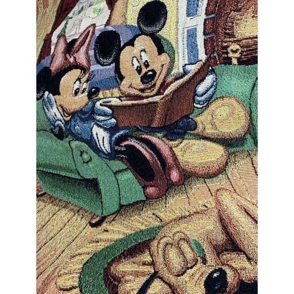 Disneyland Tapestry Woven Throw Blanket Mickey Minnie Goofy Donald Pluto - Picture 3 of 6